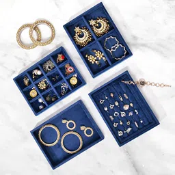 La Trove Blue Textured Drawer Jewellery Tray-picture-40