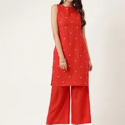 KALINI Women Ethnic Motifs Embroidered Regular Thread Work Kurta with Palazzos-picture-0