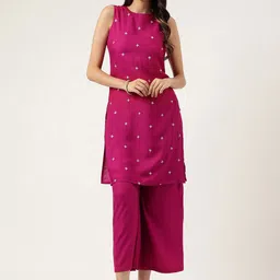 KALINI Ethnic Motifs Embroidered Regular Kurta with Palazzos-picture-58
