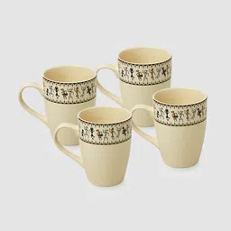 ExclusiveLane Set of 4 Whispers of Warli Handcrafted Printed Ceramic Tea Cups Coffee Mugs-3