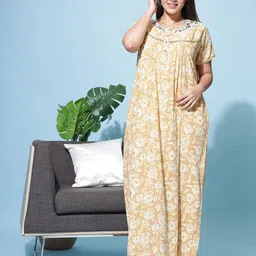 9shines Label Floral Printed Pure Cotton Maxi Nightdress-image-29