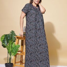 9shines Label Floral Printed Pure Cotton Maxi Nightdress-image-69