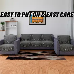 Kuber Industries Set of 10 Printed Velvet Sofa Covers Without Arms-12