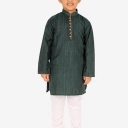 Pro-Ethic STYLE DEVELOPER Boys Green Geometric Printed Pure Cotton Kurta with Pyjamas-14