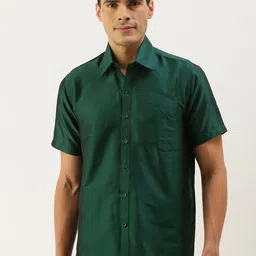 THANGAMAGAN Men Green Solid Casual Shirt-image-127