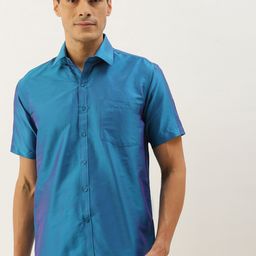 THANGAMAGAN Men Blue Solid Casual Shirt-image-81