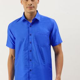 THANGAMAGAN Men Blue Solid Ethnic Shirt-image-40