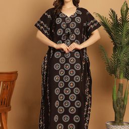 Secret Wish Printed Pure Cotton Kaftan Nightdress-picture-31