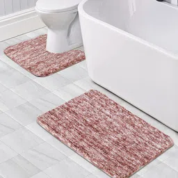 OBSESSIONS Set Of 2 Red 1300 GSM Anti-Skid Bath Rug & Contour Mat-34