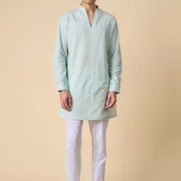 Tasva Men Woven Design Straight Pure Cotton Kurta with Pyjamas-picture-46