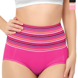 Bella Voste Pack of 3 High-Rise Striped Tummy Control Anti Bacterial Hipsters Briefs-picture-6