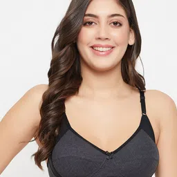 Clovia Grey & Black Full Coverage Cotton Bra With All Day Comfort-picture-39
