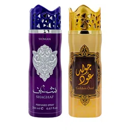 ASDAAF Pack of 2 Shaghaf Women & Golden Oud Deodorant Body Spray- 200ml-54