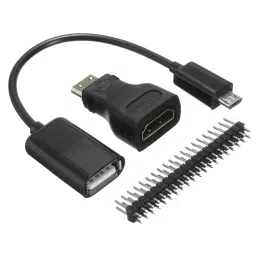 Raspberry Pi zero 3in1 Micro USB Cable+Pin Header+HDMI Adapter image 1