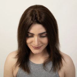 100% Human Extensions for Women Clip in Scalp Topper/ Topper Silk Based Hair Extension-image-74