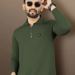 Men Solid Polo Neck Polyester Green T-Shirt-image-70