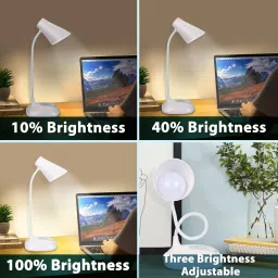 akr Electric White Table & Desk Lamp With Touch Dimmer Flexible Study LED Table Lamp Study Lamp (17 cm, White , Grey ) Study Lamp image 5
