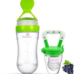 Silicon Food Feeder -Silicon Fruit Feeding Nipple for Baby BPA Free Combo Pack 2 - Silicon Food Container & Nipple, Food Grade Plastic Caps-28