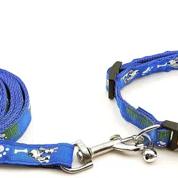 Paw Printed Adjustable Neck Collar Belt Padded Leash for Dogs, Puppies and Cats Dog & Cat Collar & Leash-15