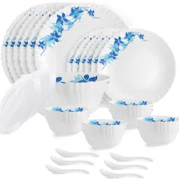 Pack of 34 Opalware Dazzle Series Swirl Crockery|Dishwasher|Light-Weight Dinner Set-19