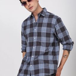 Men Regular Fit Checkered Spread Collar Casual Shirt-image-27