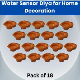 Water Sensor Diya, Electric LED Diyas for Diwali & Office Décor Pack of 18 I483 Plastic (Pack of 18) Table Diya Set-image-66