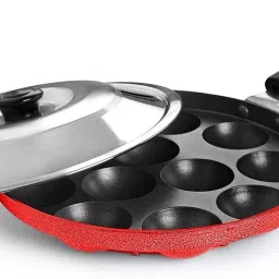 Royal Single Handle 12 Cavity Appam Patra Paniyarakkal Paniyaram with Steel Lid Paniarakkal with Lid 0.5 L capacity 23 cm diameter-16