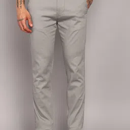 integriti Men Slim Fit Grey Lycra Blend Trousers-picture-2