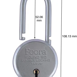foora Round 50 LS with 5 Keys, Extra Long Shackle, Double Locking, 7 Lever ( PK-2 ) U Lock image 3