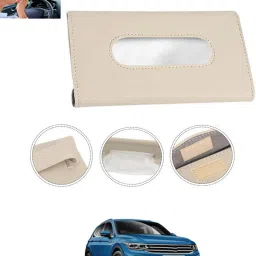 Beige Leatherite Rectangle Shape Fancy Design Tissue Dispencer For Car-195 Vehicle Tissue Dispenser-35