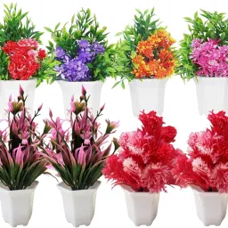 Fake Artificial Potted Plants, Artificial Plastic Plants Small Indoor Potted Bonsai Wild Artificial Plant with Pot-image-26