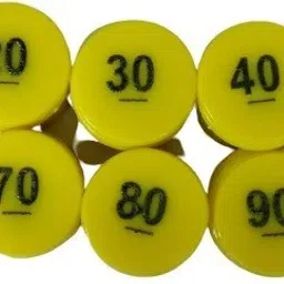 morel YELLOW PLASTIC ROUND SHAPE EMBOSSED PRINTED TOKEN FOR BOARD GAME 1 TO 100 COINS. Coin Bank image 3