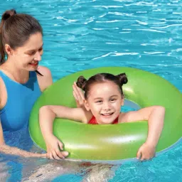 Inflatable Swim Ring 30 inch / 76 cm Swimming Ring Float for Kids Green Inflatable Swimming Safety Tube-37