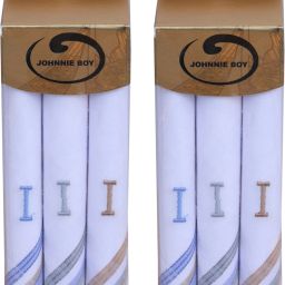 jimdar .handkerchief set for men cotton hanky for men embroidery with initials "I" ["White"] Handkerchief-image-1
