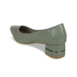 SHUZ TOUCH Green Textured Block Pumps image 4