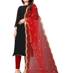 Net Embellished Red Women Dupatta-image-85