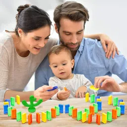 pulsbery Domino Funny Train Choochoo Filling Dominoes in The Rails (Multicolor) image 3