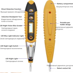 uptodateprouducts Digital Test Pencil Multifunction AC DC 12-250V Tester Electrical LCD Display Voltage Detector Test Pen for Electrician Digital Voltage Tester image 5