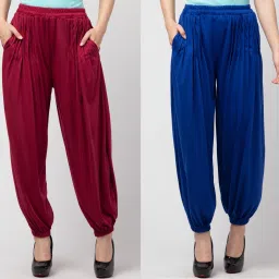 Solid Viscose Women Harem Pants-image-54