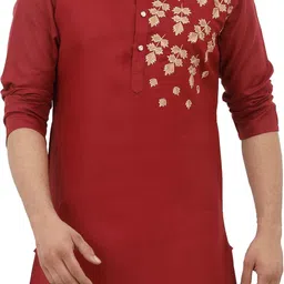 tibra collection Men Embroidered Cotton Blend Straight Kurta-picture-9