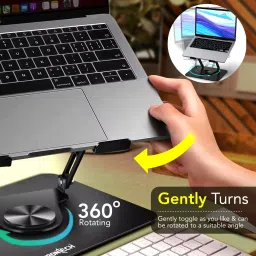 Frontech 360° Rotatable Foldable Laptop Stand with Step-less Adjustment Upto 17" CP-0009 Laptop Stand image 2