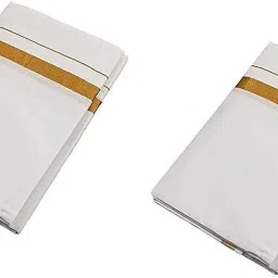 house of common Men's Cotton Single Dhoti with Angavastram combo | Pack of 2 Self Design Men Dhoti-image-34
