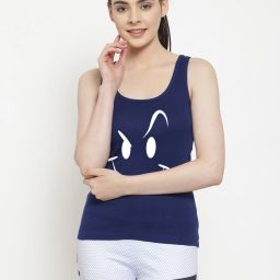 Women Graphic Print Round Neck Pure Cotton Blue T-Shirt-image-55