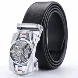 Men & Women Formal, Casual, Evening, Party Silver, Black Artificial Leather, Texas Leatherite Belt-image-35