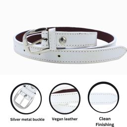 Women Evening, Casual, Party White Artificial Leather Belt-image-7