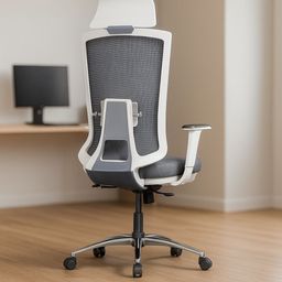 fugo High Back Ergonomic Office Chair, Study, Computer White With Hedrest Mesh Office Conference Chair-picture-3
