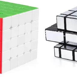 Stickerless Cube Set of 5x5 and Stickered Silver Mirror Puzzle Cubes Combo (5x5 Cube+Mirror Cube)-image-52