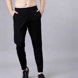 fubar Men Slim Fit Black Cotton Blend Trousers-picture-38