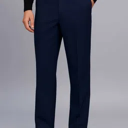 heevis Men Regular Fit Blue Lycra Blend Trousers-picture-6