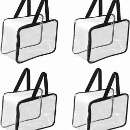ByHayat Underbed Storage/ Space Saver Bag (Transparent-Black) Pack of 4 Poly-canvas Laundry Bag-image-37